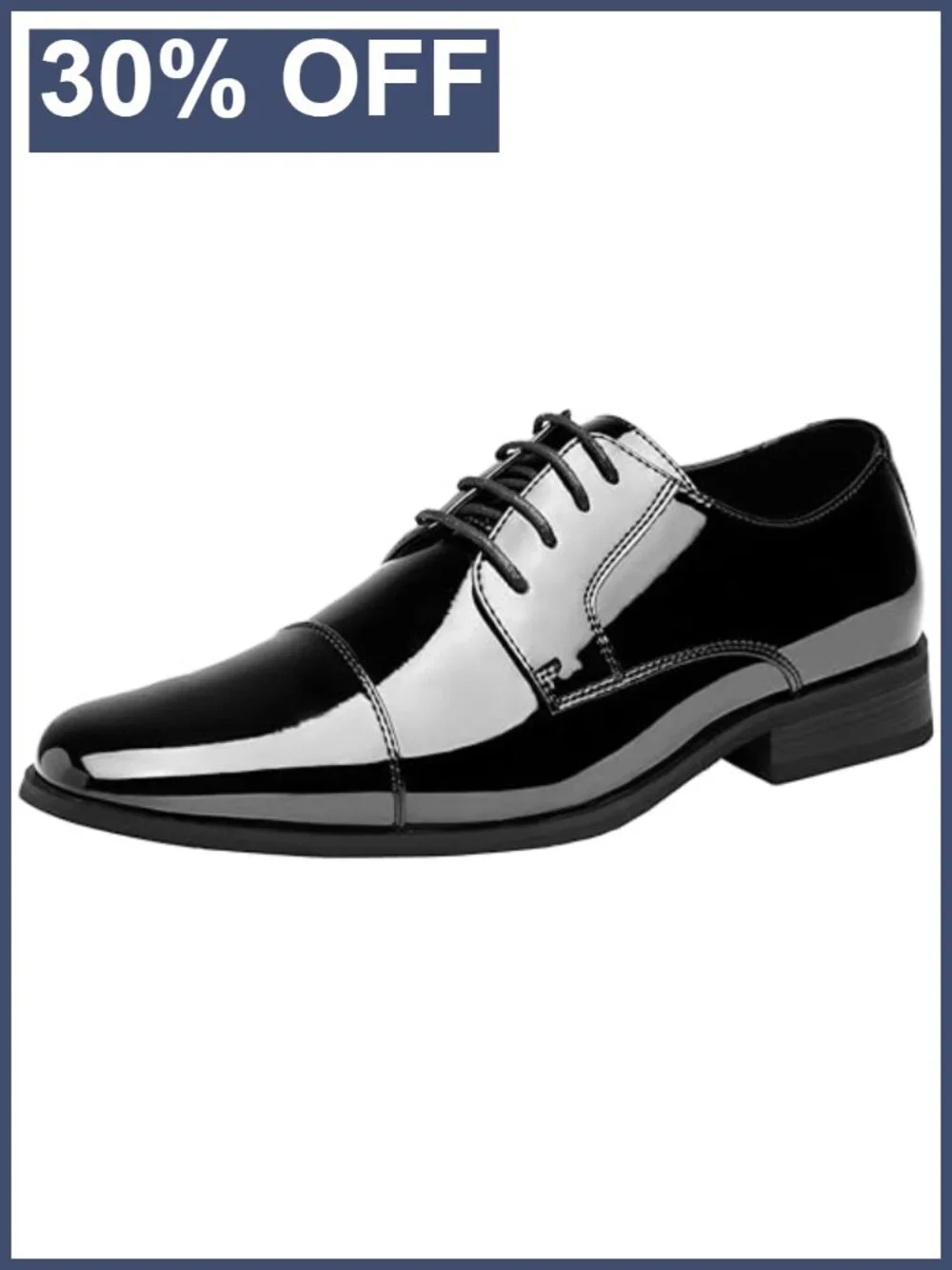 Patent Leather Cap Toe Oxford Dress Shoes for Men, Slip Resistant Tuxedo Shoes